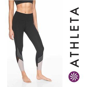 Athleta Colorblock Salutation 7/8 Tight Womens XS Black Gray $89 Legging #281493